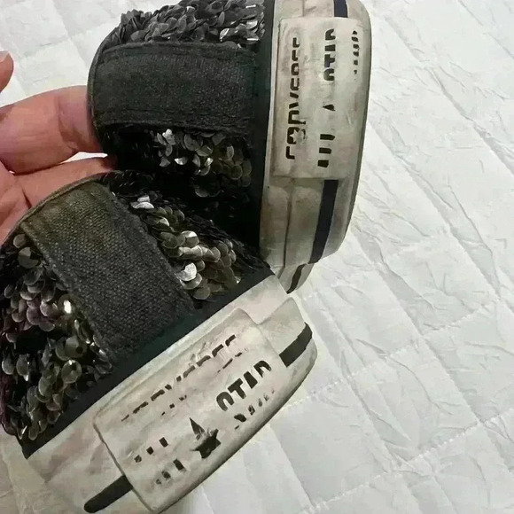 Converse Brown Shiny Sequins Lace Up Canvas Sneaker 9 - Picture 5 of 6